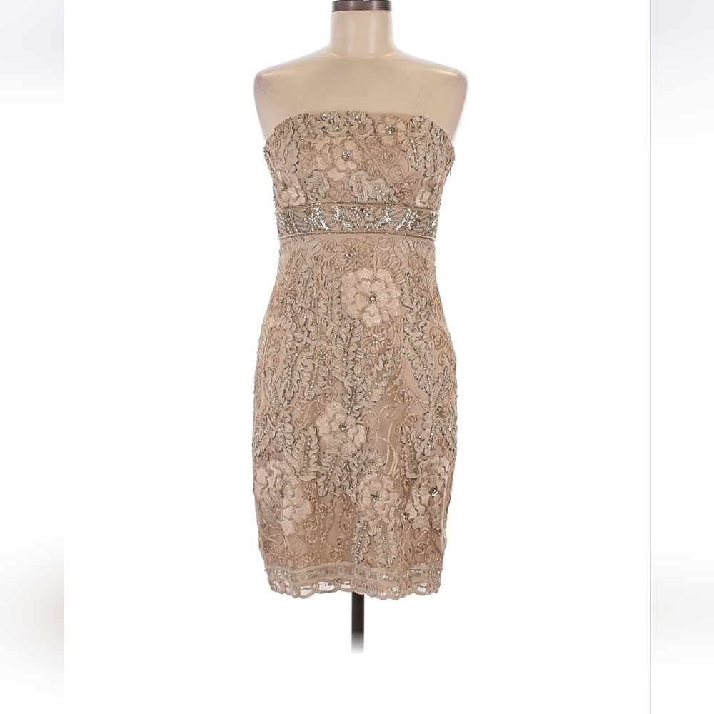 Sue Wong Elegant Strapless Lace Dress Size 8